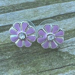 Pinkish purple flower fashion earrings crystal accent